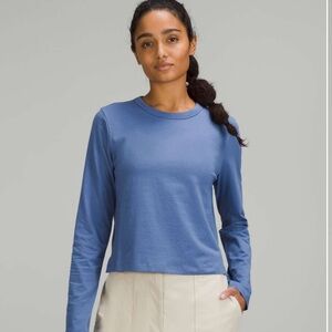 Lululemon Athletica Classic-Fit Cotton-Blend Long Sleeve Shirt Sz 6 Waterdrop